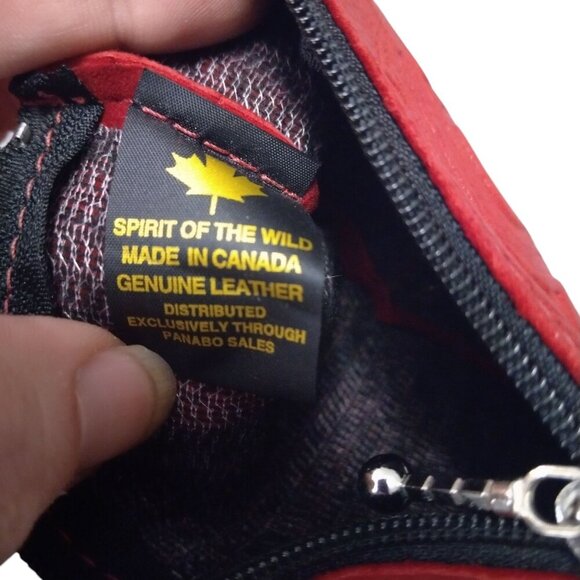 Spirit Of The Wild Canada Red Genuine Leather Coin Purse Native Colorful Travel - Picture 3 of 5